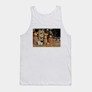 Halloween Pumpkin's on Milk Can's in Kansas out in the country. Tank Top